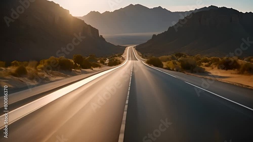 Long Desert Road Stretching Into the Horizon Generative AI photo