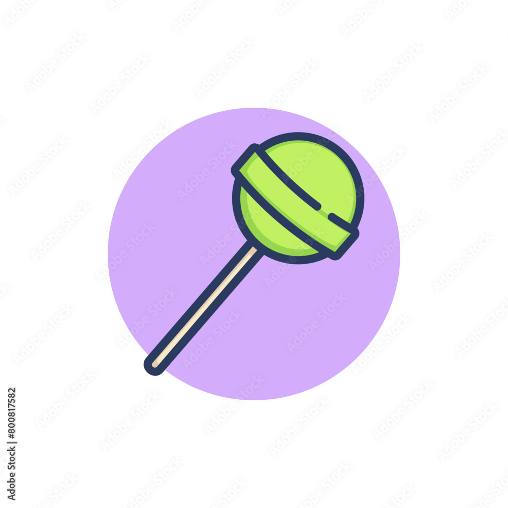 Round lollypop on stick line icon. Children, flavor, caramel outline sign. Sweet desserts and candy concept. Vector illustration for web design and apps