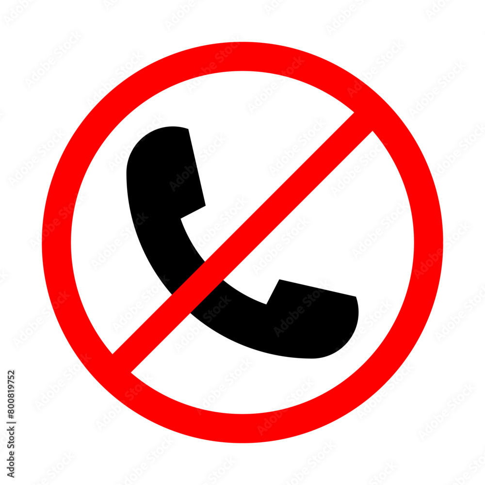 No phone sign vector flat icon. No talking and calling icon. Red cell prohibition illustration for graphic design, logo, web site, social media, mobile app, ui illustration No phone sign vector flat icon. No talking and calling icon. Red cell prohibition illustration for graphic design, logo, web site, social media, mobile app, ui illustration