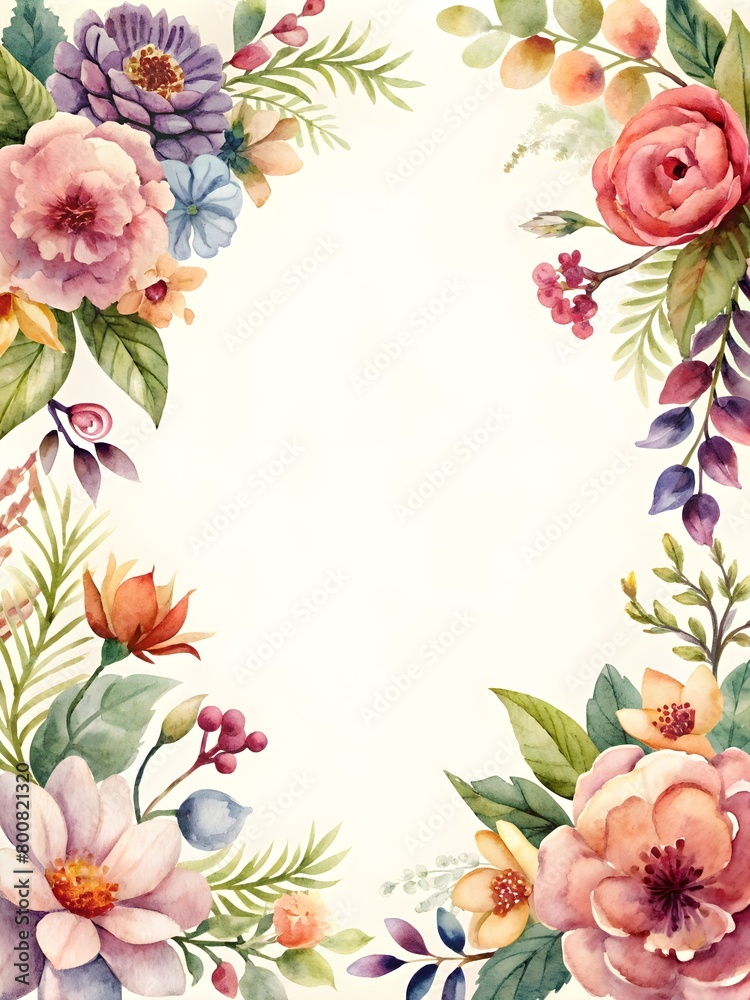 frame with roses: white background and copy space