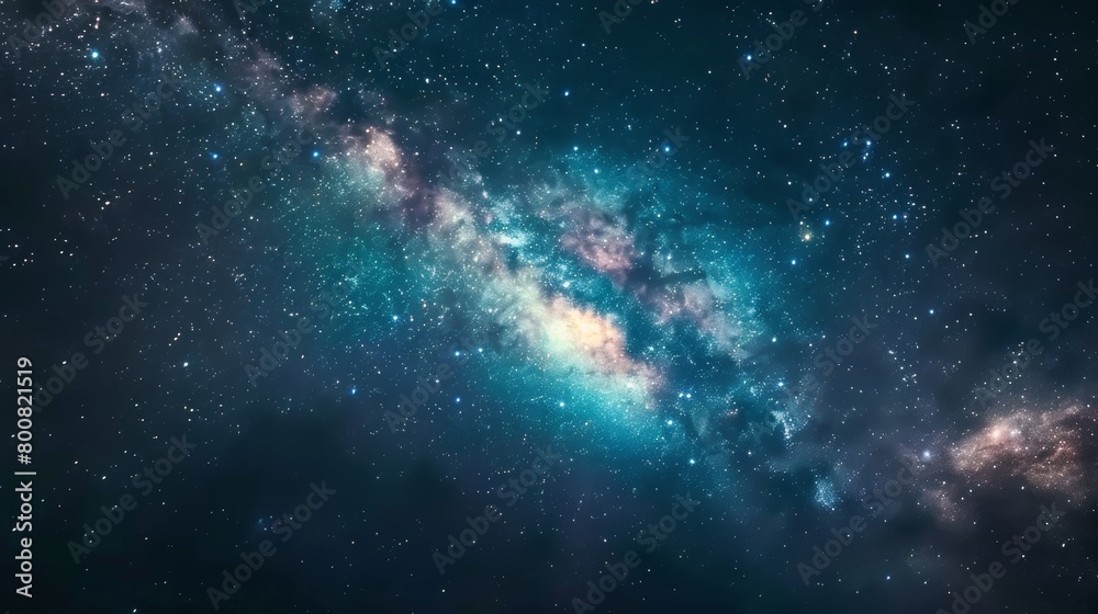 Fototapeta premium With the telescopes magnification you can make out the hazy band of the Milky Way stretching across the sky a reminder of the vastness of the universe and our small place within it..