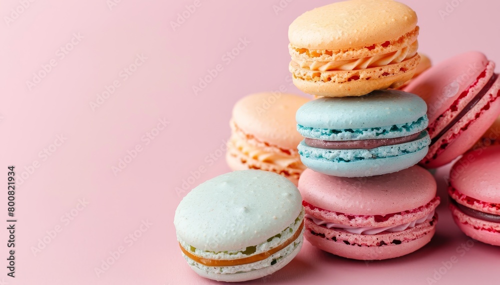 Background with French macarons in pastel shades Background with French macarons in pastel shades