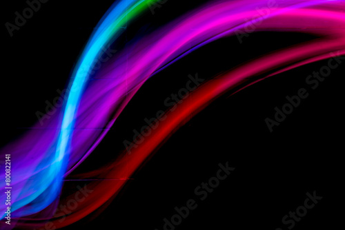 Abstract colorful irregular lines background. Long exposure. Light painting photography.