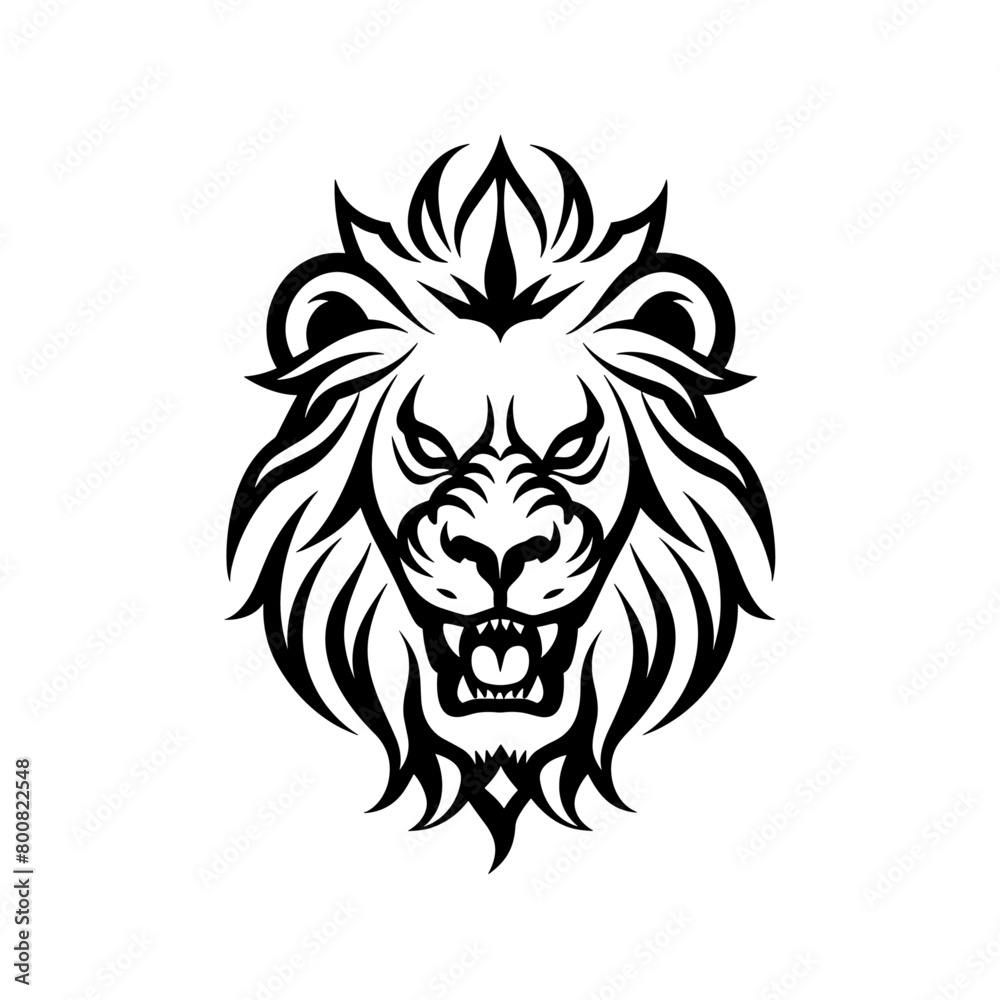 majestic black and white tribal lion