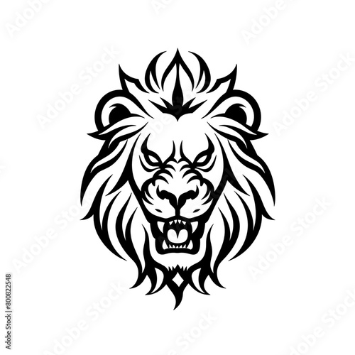 majestic black and white tribal lion