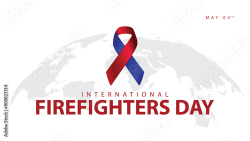 International firefighters day. Vector illustration of awareness ribbon in blue and red colors. Suitable for banners, web, social media, greeting cards etc