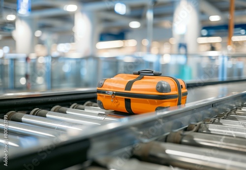 Baggage with conveyor belt in airport claim area
