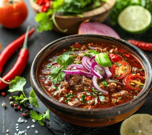 Beef birria with Mexican ingredients photo
