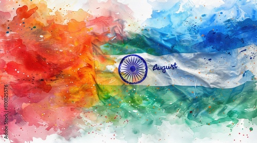 Water color illustration of Indian Flag for Indian Independence Day