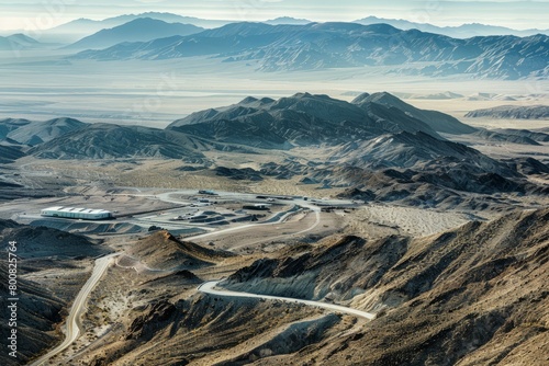 Surrounding Mountain Ranges And Rugged Terrain That Provide Natural Barriers to Access to Area 51, Adding to The Isolation And Secrecy of The Base, Generative AI
