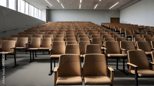 Empty seats in new modern clean lecture hall or classroom  .Generative AI