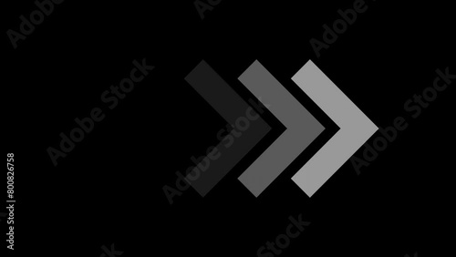 White arrows animation. Chevron animation on black background for presentations, directional concepts, business plans, finance reports, website design, and marketing materials. Arrows loop animation photo