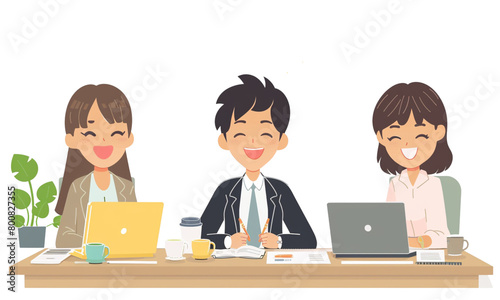 Meeting of colleagues. Coworking, teamwork concept. Colored flat vector illustration isolated on white background. © Wiriyaporn