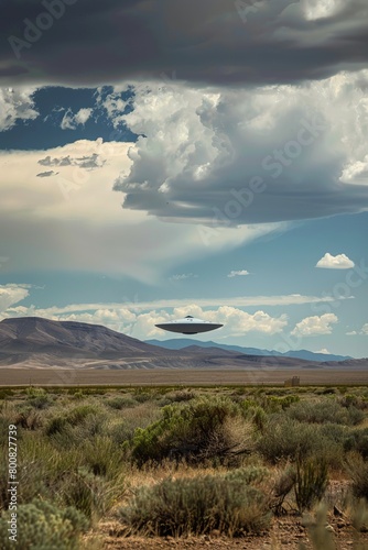 Vast Expanse of Desert Surrounding Area 51, With No Signs of Human Habitation For Miles Around, Creating an Atmosphere of Isolation And Secrecy, Generative AI (ID: 800827739)