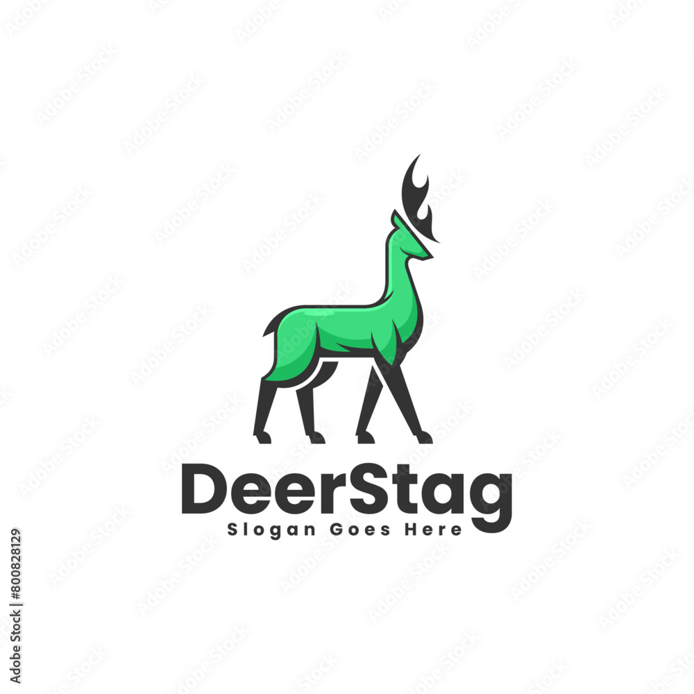 Vector Logo Illustration Deer Simple Mascot Style