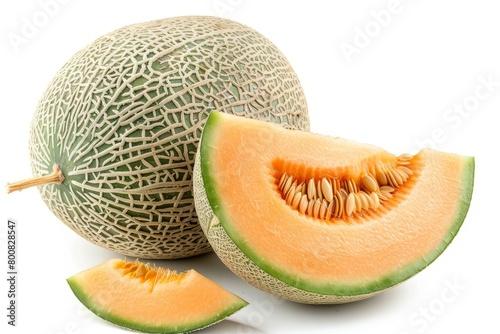 Cantaloupe isolated on white background with full depth of field