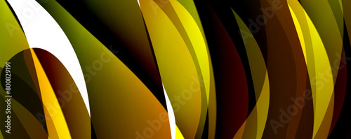 A closeup of a yellow and brown petal pattern on a black background, resembling a wave. The intricate details showcase the beauty of terrestrial plants in macro photography