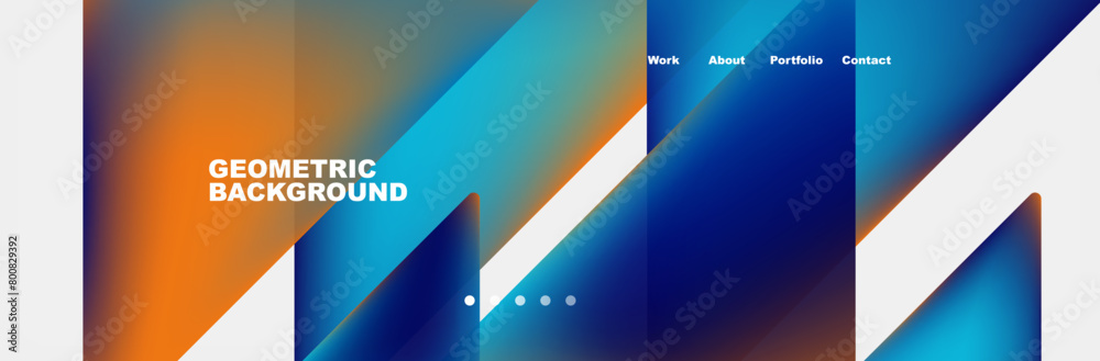 The geometric pattern features rectangles with aqua, electric blue, magenta, and orange lines on a white background. It resembles automotive lighting technology and display devices