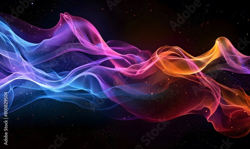 Dark abstract colorful waves background, light wave background, abstract creative background, abstract waves, HD wallpaper © Slamet Creative