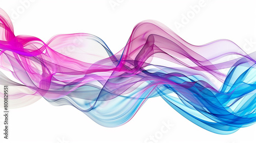 Vivid pink and cyan spectrum wave lines symbolizing creativity, isolated on a solid white background."