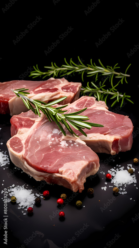 Fototapeta premium Raw pork chop, food photography