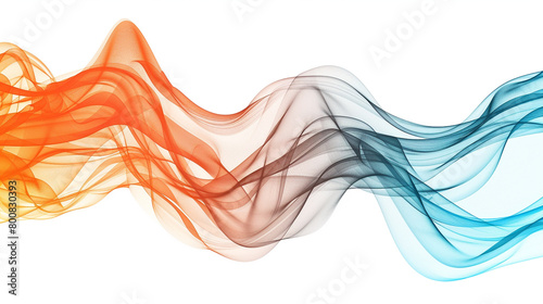 Vivid neon orange and cyan spectrum waveforms with a modern twist, isolated on a solid white background."