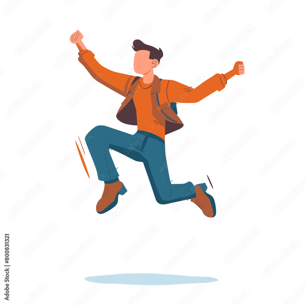 energetic and vivid illustration of a person in the midst of a joyful jump