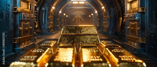 Safe deposit box filled with gold bars, compared to a digital wallet secured by blockchain technology, Representing the evolution of asset security and storage methods