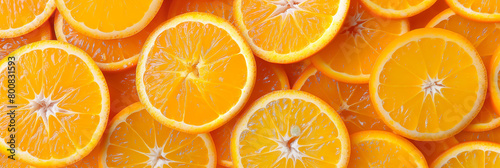 Close-up of fresh  juicy slices of oranges packed tightly together  emphasizing the freshness and vitamin C