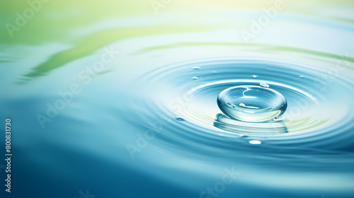 A drop of water falls on a calm surface and creates ripples