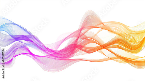 Visualize the rapid advancement of technology with energetic gradient lines in a single wave style isolated on solid white background