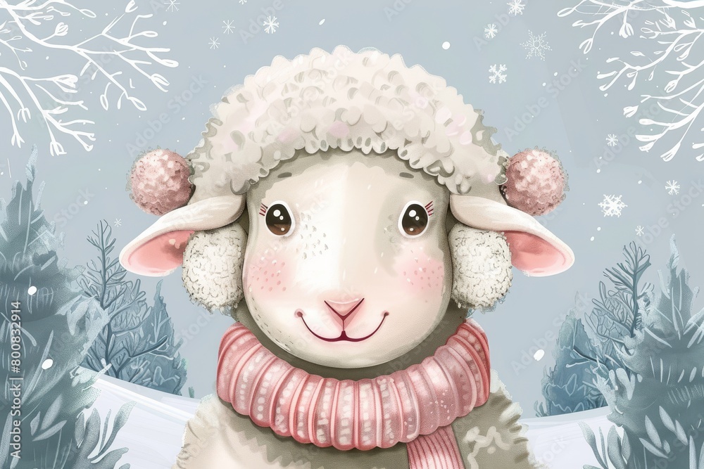 cartoon illustration of a smiling sheep