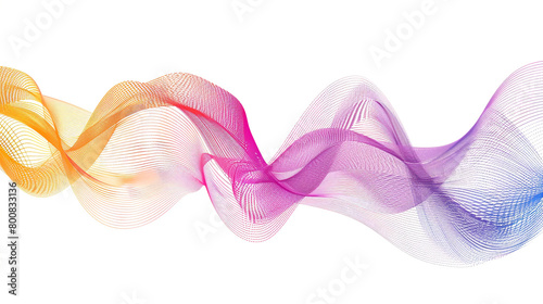 Visualize the integration of AI in everyday life with vibrant gradient lines in a single wave style isolated on solid white background