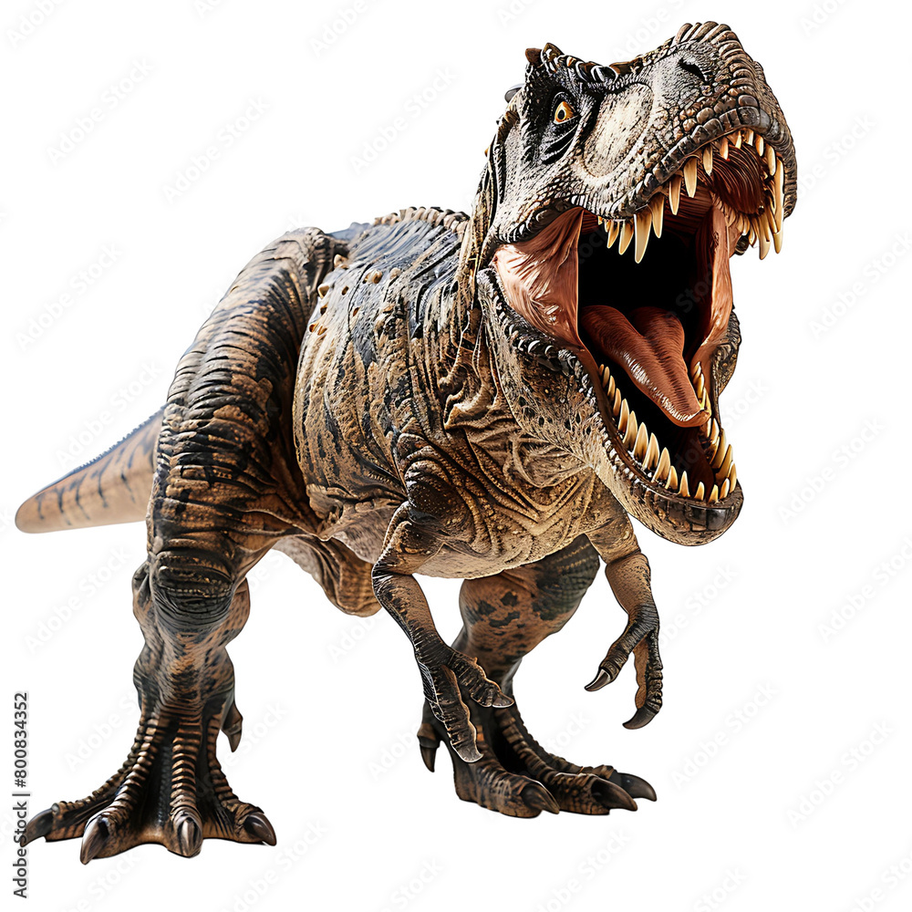 Obraz premium Angry tyrannosaurus rex on isolated transparent background