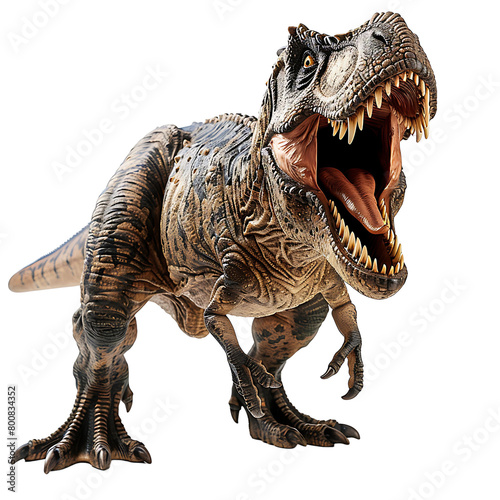 Angry tyrannosaurus rex on isolated transparent background photo