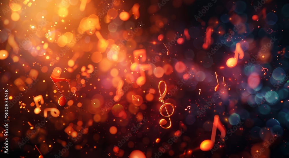 Abstract background with musical notes and soft glow