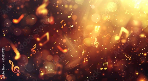 Abstract background with musical notes and soft glow