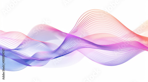 Visualize the future of transportation tech with vibrant gradient lines in a single wave style isolated on solid white background