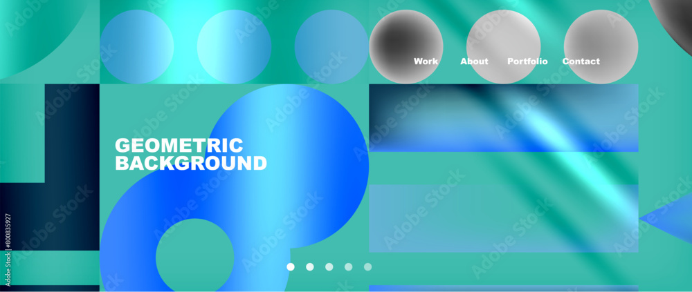 A geometric background featuring blue circles and squares on a vibrant green backdrop. The electric blue circles create a mesmerizing pattern that is perfect for science or engineering brand designs