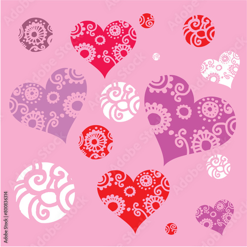 Wallpaper Mural Seamless pattern with heart.  Perfect for wallpaper, gift paper, pattern fills, web page background, spring and summer  greeting cards.  Vector Illustration Torontodigital.ca