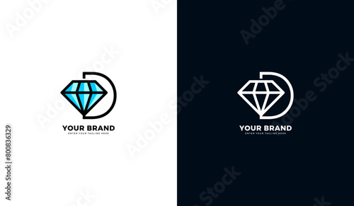 Blue diamond logo. D letter diamond icon. Vector illustration graphic design
