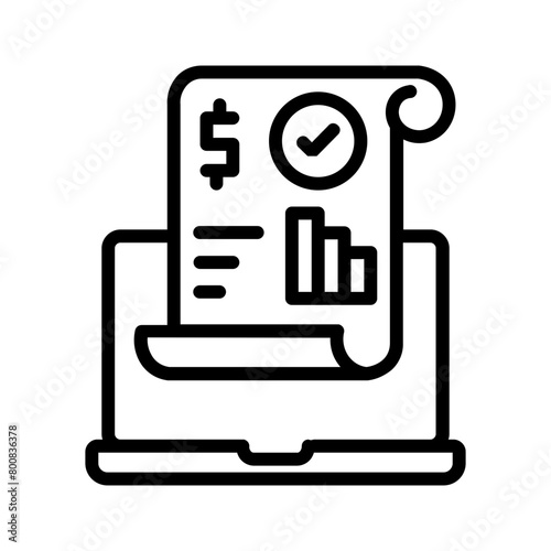 Vector black line icon for Income statement