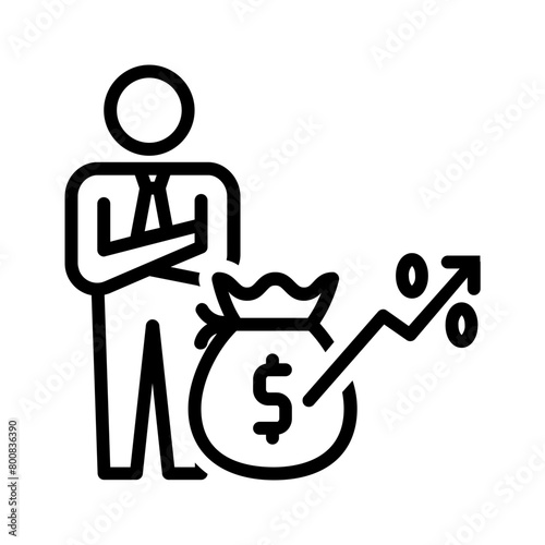 Vector black line icon for Private investor