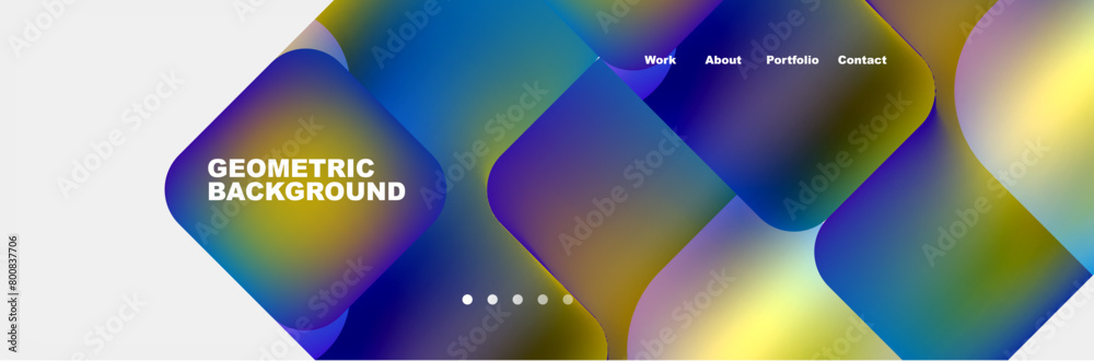 A vibrant geometric pattern with colorful squares and circles in shades of electric blue, violet, and purple on a white background, creating a modern and technologically inspired design A vibrant geometric pattern with colorful squares and circles in shades of electric blue, violet, and purple on a white background, creating a modern and technologically inspired design