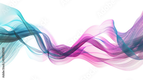 Vibrant turquoise and magenta spectrum waveforms conveying technological advancement, isolated on a solid white background."