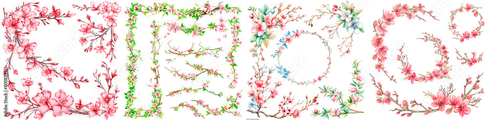 Beautiful and elegant design elements for wedding invitations. Ideal for a spring or floral theme. Vector graphics allow for easy personalization. Ideal for creating a romantic