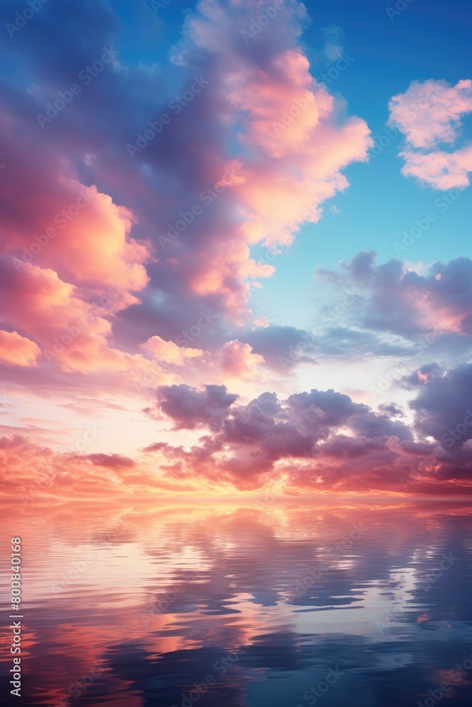 Obraz premium Pink and blue sky filled with clouds