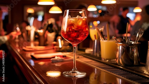 Colourful of many cocktail in wine glass on table in bar