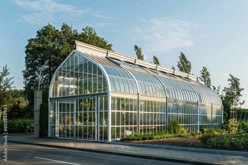 Commercial greenhouse in the Netherlands with whitewashed glass facade
