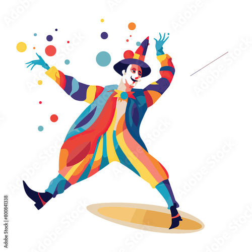 Jester Performing Tricks Minimalist Vector Drawing Vector Illustrative for your work's logos, T-shirt merchandise, stickers, label designs, posters, greeting cards, and advertising for business entiti